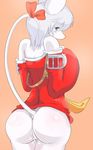  anus bottomless breasts burmecian female final_fantasy final_fantasy_ix freya_crescent hair looking_at_viewer looking_back mammal ouka pink_background plain_background pussy rat rodent shy solo undressing video_games white_hair 