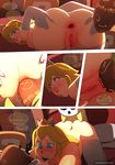  2017 anal anal_penetration anus bed bedroom blonde_hair blue_eyes blush clothing comic crown dialogue female gloves goomba group group_sex hair hi_res human interspecies legwear long_hair looking_back looking_pleasured male male/female mammal mario_bros markings mask nintendo not_furry nude penetration penis pillow princess_peach pussy sex shyguy sinner! video_games 