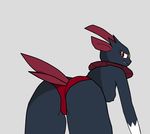  breasts butt camel_toe clothed clothing female looking_at_viewer looking_back ms_paint nintendo panties pok&eacute;mon popsiclepete_(artist) presenting presenting_hindquarters red_eyes side_boob solo topless underwear video_games weavile 