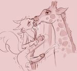  anthro anthro_on_feral balls bestiality blush digimon erection female feral giraffe kissing male mammal nude orgasm penis renamon saliva ungulatr 