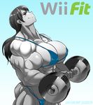  1girl biceps bikini breasts cleavage elee0228 extreme_muscles female gao-lukchup grey_skin large_breasts muscle muscular_female nintendo ponytail solo super_smash_bros weights wii_fit wii_fit_trainer 