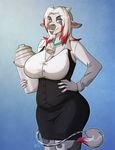  anthro big_breasts bovine breasts cattle clothed clothing conditional_dnp cowbell female kadath looking_at_viewer mammal smile solo standing wide_hips 