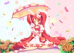  :q animal_ears blush bunny_ears cake_hair_ornament candy cookie cure_whip extra_ears food food_themed_hair_ornament fruit full_body gloves hair_ornament kirakira_precure_a_la_mode long_hair looking_at_viewer magical_girl open_mouth pink_eyes pink_hair precure sitting skirt smile solo strawberry tongue tongue_out twintails umbrella usami_ichika wand wara@ wariza white_gloves 
