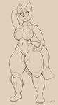  &lt;3 anthro anthrofied big_breasts black_nose breasts canine clothing crossgender digital_media_(artwork) doggomeatball eyebrows female fox fox_mccloud fur hair hand_on_hip hot_legs looking_at_viewer mammal metroid monochrome navel nintendo simple_background skinsuit smile standing star_fox thick_thighs tight_clothing video_games zero_suit zero_suit_fox 