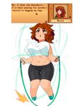  bike_shorts breasts brown_hair chubby jump_rope jumping large_breasts shirt stardew_valley talez talez01 white_shirt 