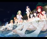  blonde_hair blue_hair breasts brown_eyes character_request erza_scarlet fairy_tail green_hair juvia_loxar kagura_mikazuchi large_breasts long_hair lucy_heartfilia multiple_girls nude onsen red_hair tagme towel water 