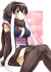  bad_id bad_tumblr_id blue_eyes brown_hair feet_out_of_frame fur_trim highres japari_symbol kemono_friends long_hair mammoth_(kemono_friends) mammoth_ears momosuke_(ishakry) multicolored_hair sitting solo thighhighs two-tone_hair very_long_hair white_background white_hair 