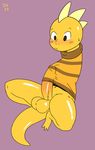 2017 armless balls blush clothing dezz male monster_kid penis penis_shaped_bulge reptile scalie solo sweater undertale video_games 