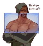  1boy dark_skin facial_hair francishsie male_focus muscle overwatch pecs pov reaper_(overwatch) solo_focus teeth text x-ray 