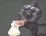  2016 abs anthro balls barefoot biceps big_balls big_muscles big_penis black_fur black_nose claws clenched_teeth condom cum cum_inside erection eyes_closed feline filled_condom fur gage_the_panther hand_on_penis hyper hyper_penis looking_pleasured male mammal masturbation muscular muscular_male navel nightterror nipples nude orgasm orgasm_face panther pecs penile_masturbation penis sharp_teeth simple_background solo teeth thick_penis vein veiny_penis wearing_condom whiskers 