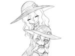  2girls cameko_(camel) camel_(dansen) crossover dorei_to_no_seikatsu_~teaching_feeling~ eyes_closed female hat monochrome multiple_girls original smile sylvie_(dorei_to_no_seikatsu) 