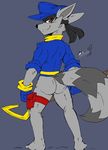  anthro bottomless butt clothed clothing darkshiner8 izacmafia male mammal raccoon sly_cooper sly_cooper_(series) smile video_games 