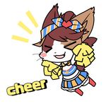  artist_request brown_hair cat cat_busters cheerleading eyes_closed furry smile 