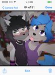  absurd_res anthro bedroom blush canine choker clothed clothing cub cute duo female fur girly gothbunnyboy hair hi_res invalid_tag ketzio11 male male/female mammal photo selfie teenager wolf young 