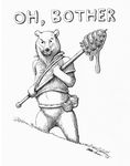  2017 anthro bear disney english_text holding_object holding_weapon i_was_just_chillin looking_at_viewer male mammal melee_weapon pencil_(artwork) pooh_bear solo step_pose text traditional_media_(artwork) weapon what winnie_the_pooh_(franchise) 