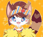  aritst_request blue_eyes brown_hair cat cat_busters cheerleading furry open_mouth 