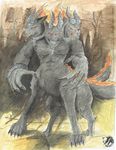  2017 black_fur bone canine cave centaur cerberus chain claws dark demon demonic dire_wolf equine equine_taur fangs fire fur goth horn invalid_tag looking_at_viewer male mammal monster multi_head mythology nyghtmar3 open_mouth solo taur teeth tongue wolf wolftaur 