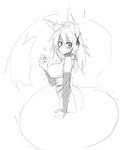  2017 animal_humanoid armwear big_tail breasts canine clothed clothing death_stare ear_ornament elbow_gloves female fox fox_humanoid fully_clothed gloves hair huge_tail humanoid inner_ear_fluff long_tail looking_at_viewer mammal momo_(sub-res) monochrome shaking shocked simple_background sketch solo spooky_fox sub-res surprise trembling white_background wide_eyed 