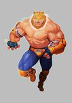  2017 abs biceps big_muscles black_fur boots bulge clothed clothing elbow_pads faceless_male fangs feline fingerless_gloves footwear fur gloves green_eyes grey_background hi_res human hybrid invalid_tag jaguar king_(tekken) looking_at_viewer male mammal mask muscular muscular_male nipples open_mouth pecs piard909 sharp_teeth simple_background solo spots standing teeth tekken text tongue topless underwear vein veiny_muscles video_games whiskers white_fur wrestler yellow_fur 