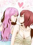  2girls bare_shoulders breasts brown_hair camisole casual cleavage closed_mouth collarbone couple eyes_closed female heart incipient_kiss lips long_hair medium_breasts megurine_luka meiko multiple_girls mutual_yuri neck pink_hair short_hair side-by-side tank_top upper_body vocaloid yuri 