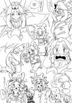  &lt;3 2016 annoyed anthro asgore_dreemurr blush boss_monster cape caprine clothing crown cup dialogue doll eyewear facial_hair female flora_fauna flower flowey_the_flower glasses goat happy horn human long_ears long_horns male mammal monochrome plant protagonist_(undertale) rie_(artist) scared scissors suit text toriel translation_request undertale video_games 