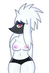  2017 absurd_res anthro anthrofied areola big_areola black_fur breasts canine clothing countershading digital_media_(artwork) female fur furfrou gembix hair hi_res invalid_tag inverted_nipples mammal navel nintendo nipples nude panties pink_areola pink_nipples pok&eacute;mon red_eyes simple_background solo underwear video_games white_background white_fur white_hair wide_hips 