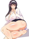  1girl ass blush breasts large_breasts long_hair naughty_face pixiv_manga_sample samurai_(movemusic) smile solo 