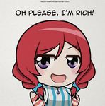  chibi commentary crossover highres looking_at_viewer love_live! love_live!_school_idol_project nishikino_maki open_mouth red_hair short_hair smile smirk smug wendy's 