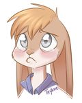  big_ears big_eyes blue_shirt brown_fur clothed clothing crying cute frown fur grey_eyes hair lagomorph male mammal nepomuk_(character) portrait puppy_eyes taykoe tears 