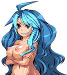  1girl blue_hair breasts copyright_request long_hair solo tagme tougenkyo_momo 