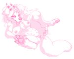  anthro blush breasts canine ejaculation female horn mammal nipple_piercing nipples orgasm piercing pink_theme pussy pussy_ejaculation pussy_juice saliva seamen slightly_chubby smile solo spread_legs spreading teats tongue tongue_out 