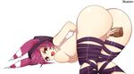  1boy 1girl animal_ears arms_behind_back ass bandaged_leg bent_over blush breast_press breasts cum doggystyle ejaculation hood large_breasts league_of_legends looking_back open_mouth penis pussy red_eyes red_hair xayah 