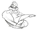  2015 3_toes 4_fingers chipmunk clarice clothed clothing crossed_legs disney dress eyelashes female half-closed_eyes hat jewelry justjim looking_at_viewer mammal necklace pinup pose reclining rodent simple_background sketch smile solo toes white_background 
