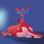  anthro blue_hair bottomless breasts clothed clothing domination facesitting female female_domination female_on_top fur hair jiggly_juggle_(oc) jigglyjuggle kangaroo larger_female male mammal marsupial on_top red_fur size_difference tagme 