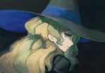  black_background blonde_hair blue_eyes commentary_request diana_cavendish hat highres little_witch_academia long_hair looking_at_viewer looking_back profile reiesu_(reis) simple_background solo wavy_hair witch witch_hat 