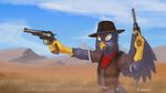  2017 4_fingers anthro avian beak bird clothed clothing day detailed_background gun hat holding_object holding_weapon male outside ranged_weapon rublegun solo weapon yellow_beak yellow_eyes 