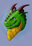  blue_eyes dracopuella dragon headshot_portrait hexdragon_(character) horn portrait scalie simple_background 