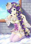  blush braids dress long_hair love_live!_school_idol_project purple_hair smile toujou_nozomi vines violet_eyes 