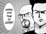  breaking_bad emphasis_lines english_text glasses greyscale jesse_pinkman monochrome speech_bubble style_parody text walter_white 