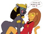  :3 aladdin anthro big_breasts breasts butt caitian cat clothing crossover dbaru derp_eyes dialogue disney duo english_text eyelashes feline female female/female hair licking licking_lips m&#039;ress mammal mirage_(aladdin) nude slit_pupils speech_bubble star_trek text tongue tongue_out 