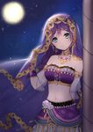  arabian_dress blush dancer green_eyes long_hair love_live!_school_idol_project moon purple_hair smile toujou_nozomi veil 