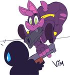  2017 ambiguous_gender anthro bat batgirl_(vimhomeless) duo female gun mammal ranged_weapon smile vimhomeless weapon 