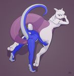  2017 all_fours anal anal_penetration anal_vore anthro anus ass_up balls belly big_belly butt cat digital_media_(artwork) dragon duo feline feral firon legendary_pok&eacute;mon longlevy looking_back mammal mewtwo nintendo nude penetration pok&eacute;mon shaded simple_background video_games vore 