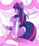  2016 anthro anthrofied armwear breasts butt clothed clothing cum cutie_mark dickgirl dock elbow_gloves equine erection friendship_is_magic gloves hair hi_res horn intersex kneeling legwear long_hair looking_at_viewer mammal my_little_pony penis solo telltale-sheriff twilight_sparkle_(mlp) unicorn unicorn_horn vein 