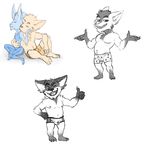  bristol bulge claws clothing duo eyes_closed fur league_of_legends male mammal navel nipples open_mouth pecs riot_games rumble simple_background slightly_chubby smile teeth toe_claws underwear video_games yordle ziggs 