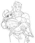  animal_humanoid big_breasts blush bovine breasts carrying cleavage clothed clothing cow_humanoid duo female huge_breasts human humanoid larger_male male male/female mammal matsu-sensei romantic_couple size_difference smaller_female 