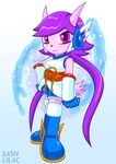  2017 anthro aquatic_dragon arung98 boots breasts clothed clothing dragon female footwear freedom_planet freedom_planet_2 gloves hair hybrid long_hair mammal purple_hair sash_lilac solo video_games 