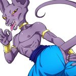  1boy anus ass ass_juice blush cat cat_ears dragon_ball dragonball_z dragonball_z_battle_of_gods god_of_destruction_beerus invitation looking_at_viewer male_focus purple_skin sexually_suggestive solo steam sweat tongue 