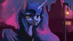  2017 blue_eyes blue_hair castle equine female feral friendship_is_magic hair hi_res horn jewelry mammal my_little_pony necklace night outside paperdrop princess_luna_(mlp) smile solo winged_unicorn wings 