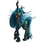  2017 alpha_channel changeling crown eyebrows eyelashes eyeshadow female feral friendship_is_magic green_eyes green_hair hair horn long_hair looking_at_viewer makeup my_little_pony queen_chrysalis_(mlp) simple_background solo tongue tongue_out transparent_background witchtaunter 